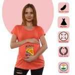 01 112 Women Pregnancy Tshirt with Ma pizza Printed Design