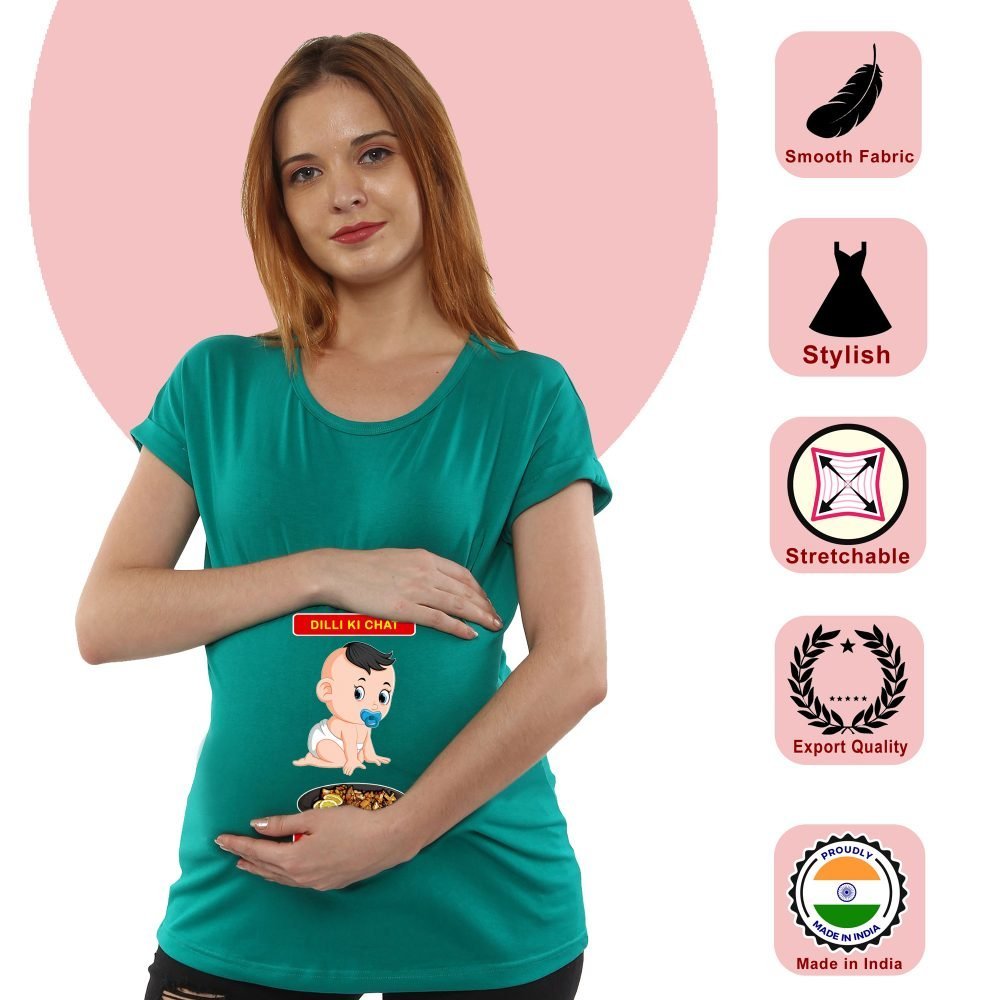 01 153 Women Pregnancy Tshirt with Dili ki chat dilado Printed Design