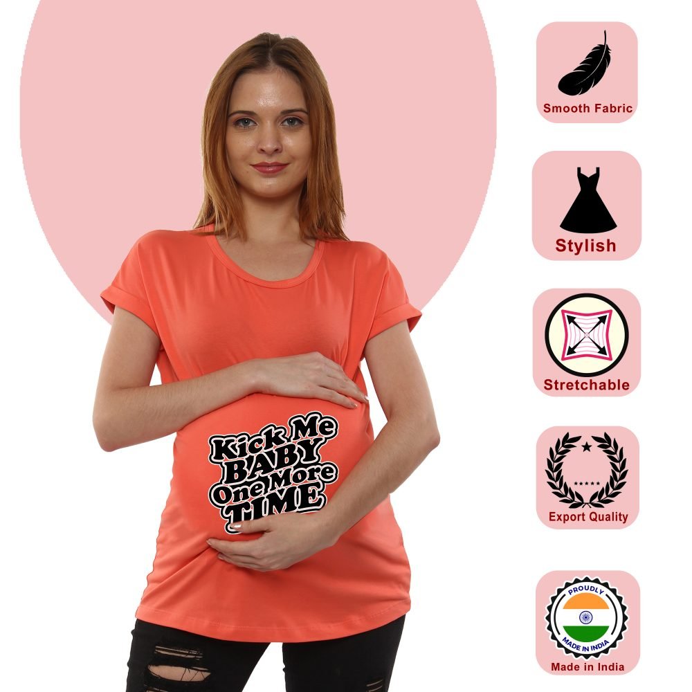 01 88 scaled Women Pregnancy Tshirt with Kick me baby one more time Printed Design