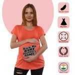 01 88 Women Pregnancy Tshirt with Kick me baby one more time Printed Design