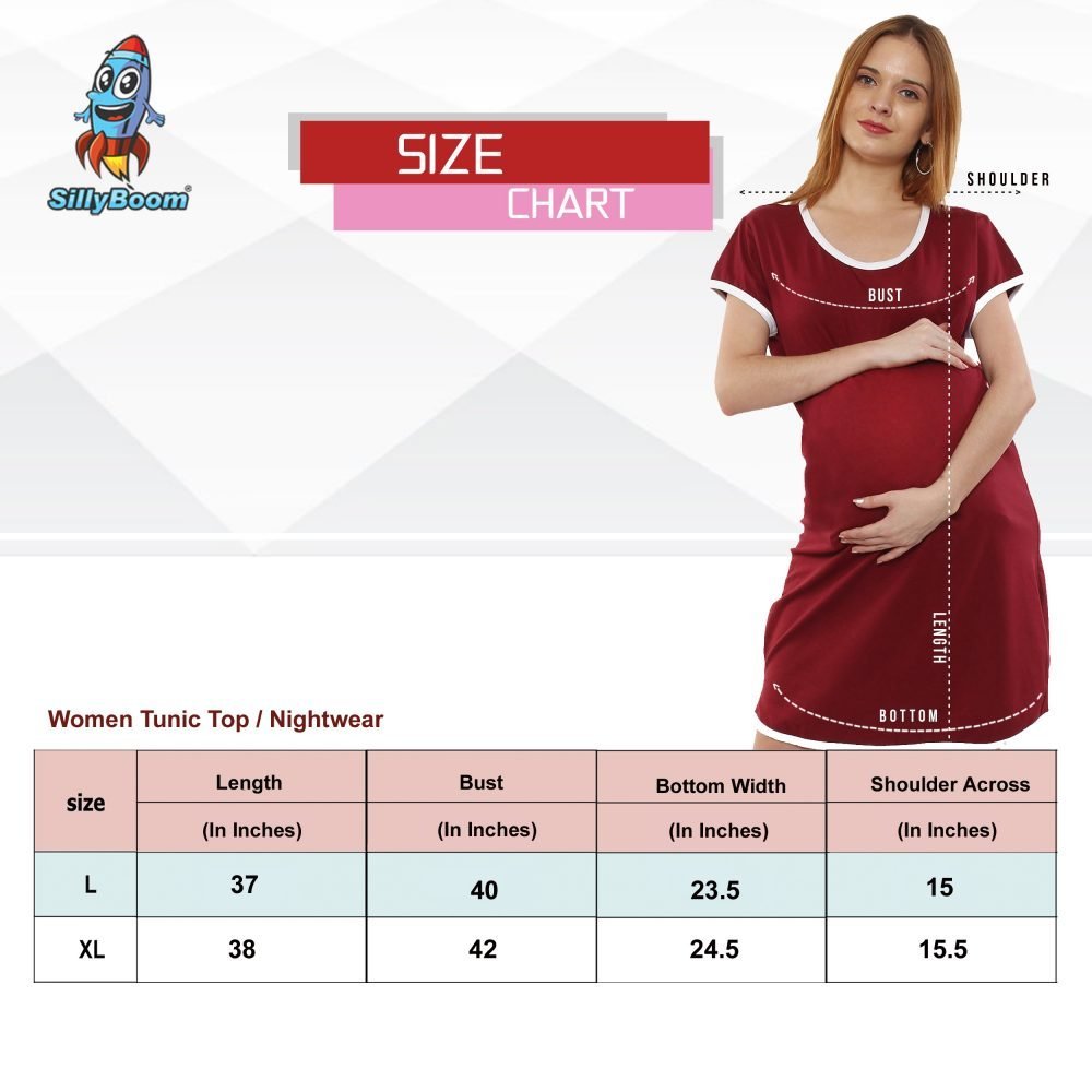 01 Maroon 25 Women's Pregnancy Tunic Clothes Nightshirt Mummy to be Top Printed Design