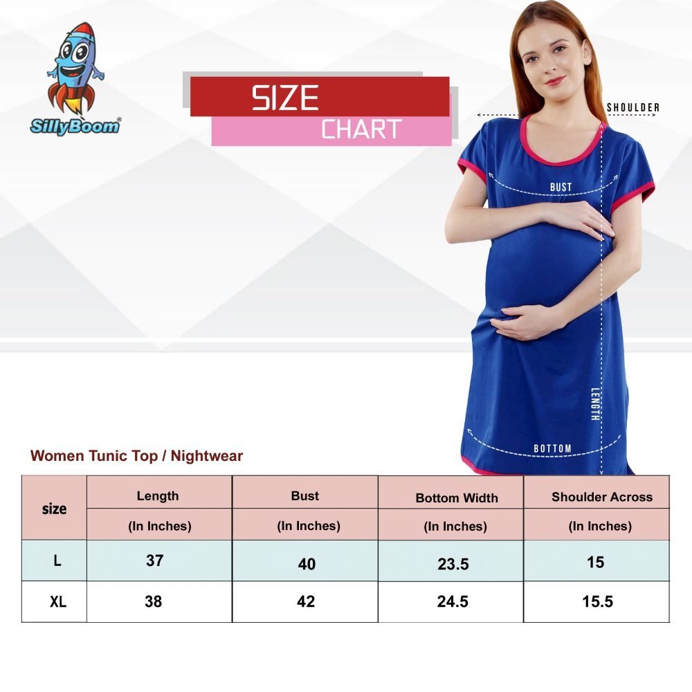 01 Pepsi Blue 52 PARATHE WALI GALLI SE - Women's Maternity Top Tunic Pregnancy Clothes Nightshirt Printed Design Round Neck Half Sleeves - Perfect Gift for Next Mom to Be