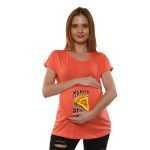 01a 109 Women Pregnancy Tshirt with Ma pizza Printed Design
