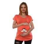 01a 160 Women Pregnancy Tshirt with Flying baby zip Printed Design