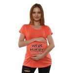 01a 71 Women Pregnancy Tshirt with We are hungry Printed Design