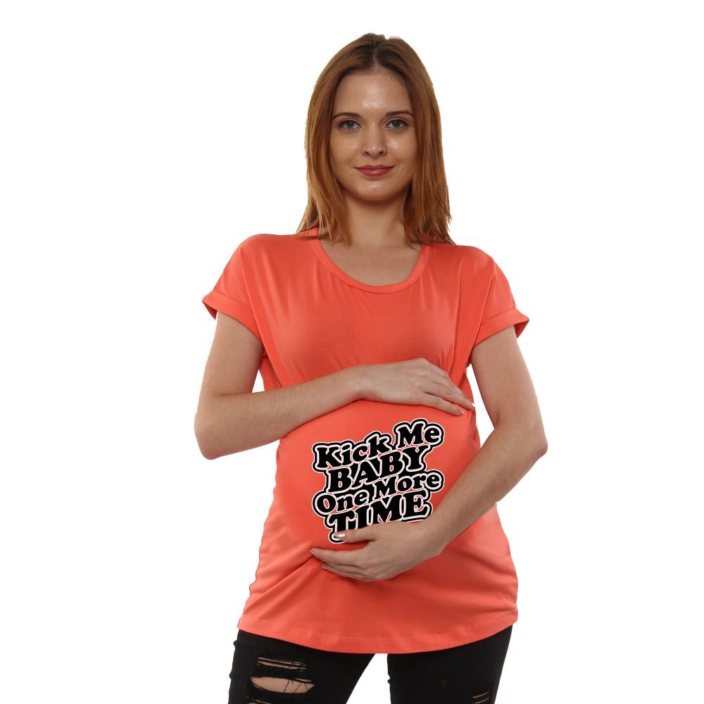 01a 86 scaled Women Pregnancy Tshirt with Kick me baby one more time Printed Design