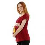 02 126 Women Pregnancy Tshirt with My baby love butter chicken Printed Design