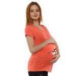 03 163 Women Pregnancy Tshirt with Flying baby zip Printed Design