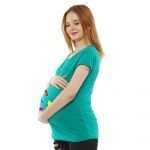 03 96 Women Pregnancy Tshirt with Footsteps Printed Design