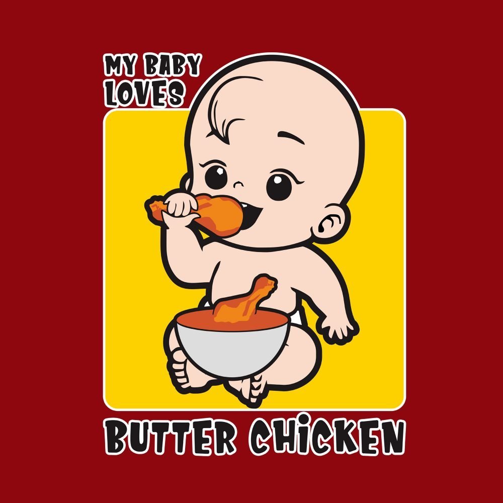 06 210 Women Pregnancy Tshirt with My baby love butter chicken Printed Design