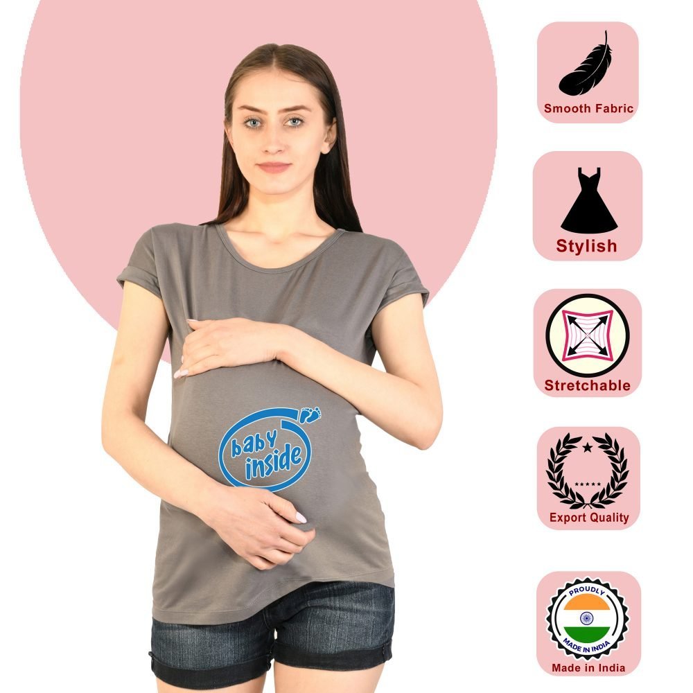 1 137 Women Pregnancy Tshirt with BabyInside Printed Design