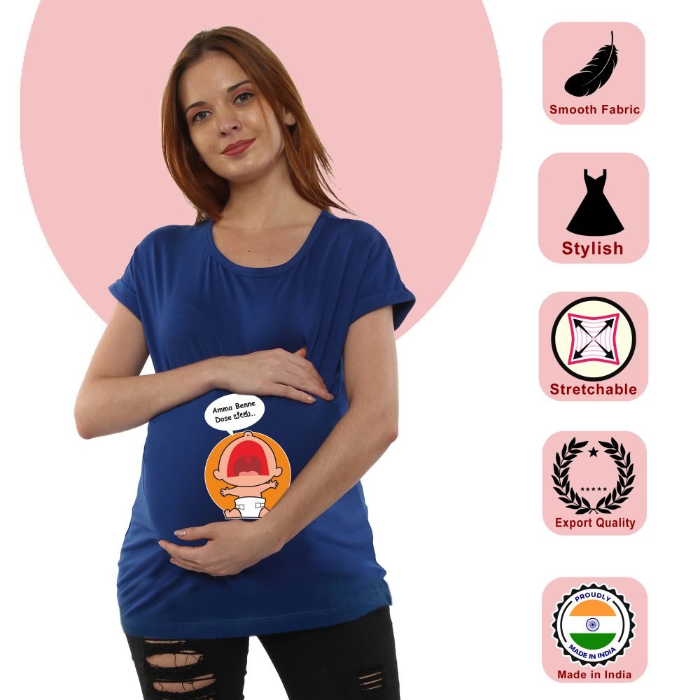 1 205 scaled Women Pregnancy Tshirt with Amma bene dosea Printed Design