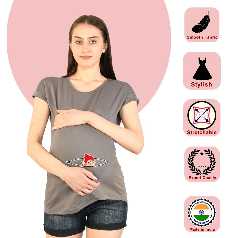 1 215 Women Pregnancy Tshirt with Ganesha Printed Design