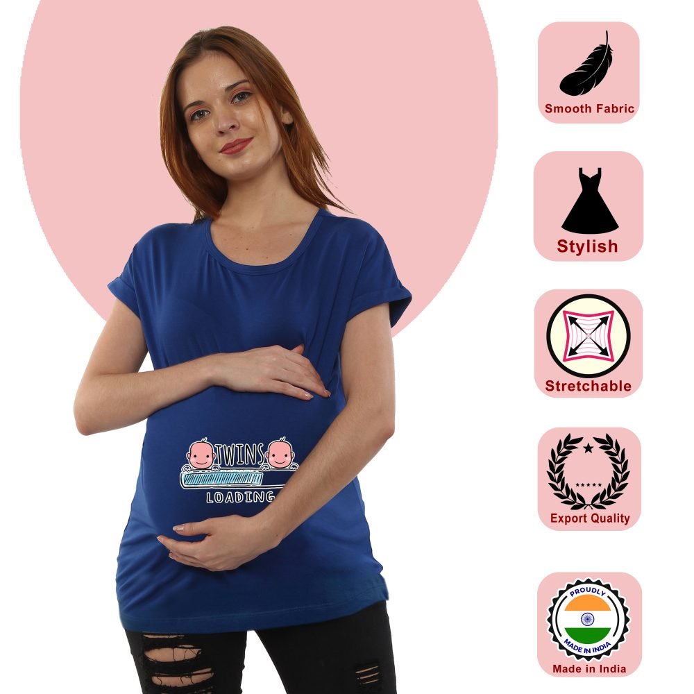 1 248 scaled Women Pregnancy Tshirt with Twins Loading Printed Design