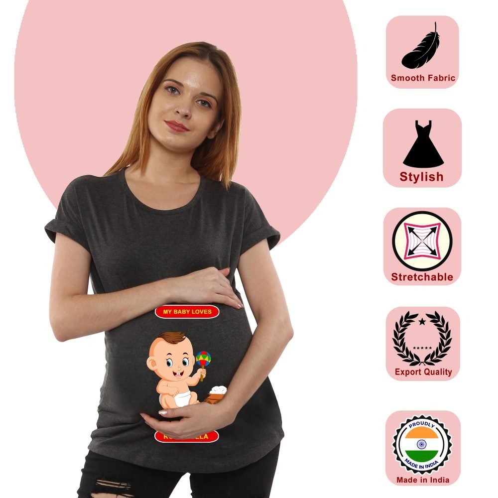 1 294 scaled Women Pregnancy Tshirt with Rosagulla Printed Design