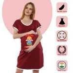 1 358 MY BABY LOVES SAMOSA - Women's Maternity Top Tunic Pregnancy Clothes Nightshirt Printed Design Round Neck Half Sleeves - Perfect Gift for Next Mom to Be