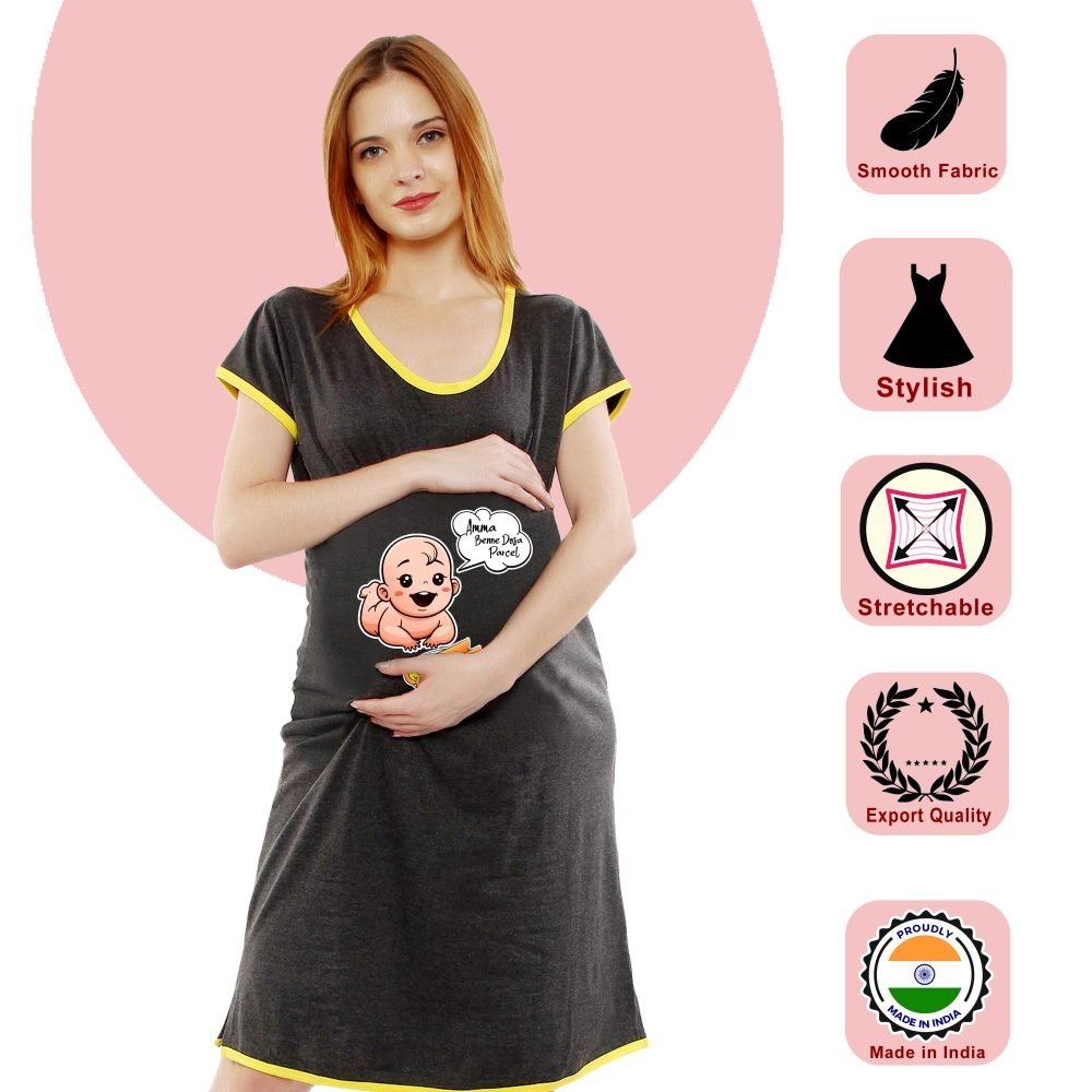 1 373 scaled BENNE DOSA PARCEL - Women's Maternity Top Tunic Pregnancy Clothes Nightshirt Printed Design Round Neck Half Sleeves - Perfect Gift for Next Mom to Be
