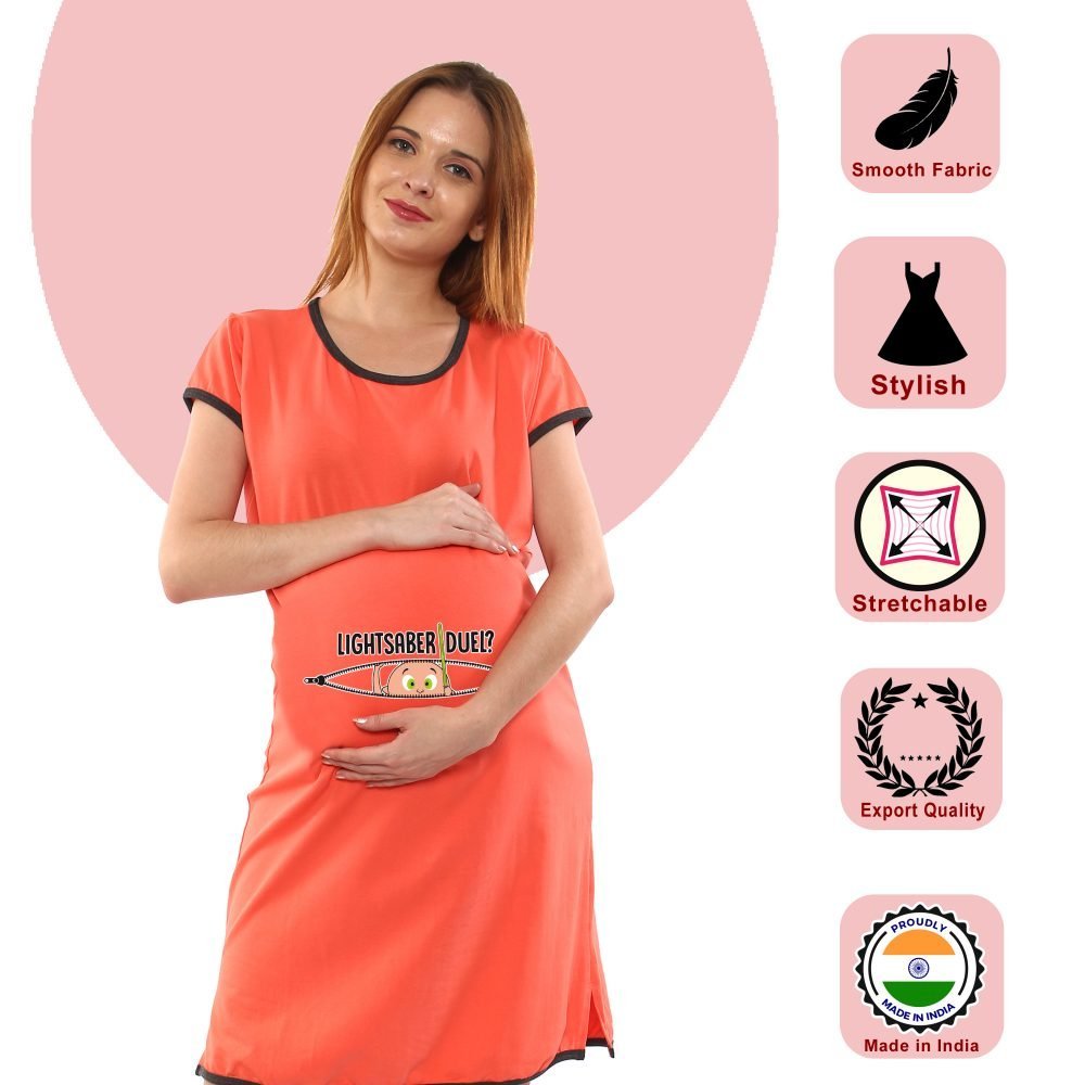 1 387 scaled Women's Pregnancy Tunic Clothes Nightshirt Lightssaberduel Top Printed Design