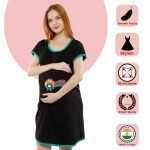 1 394 SUPER BABY - Women's Maternity Top Tunic Pregnancy Clothes Nightshirt Printed Design Round Neck Half Sleeves - Perfect Gift for Next Mom to Be