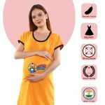 1 397 SUPER BABY - Women's Maternity Top Tunic Pregnancy Clothes Nightshirt Printed Design Round Neck Half Sleeves - Perfect Gift for Next Mom to Be