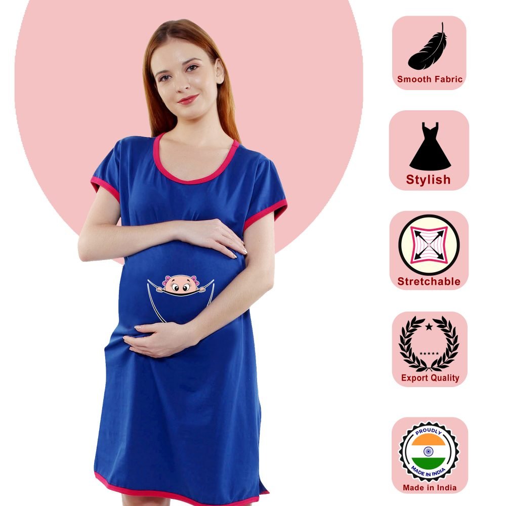 1 424 scaled GIRL PEEKING CUTE - Women's Maternity Top Tunic Pregnancy Clothes Nightshirt Printed Design Round Neck Half Sleeves - Perfect Gift for Next Mom to Be