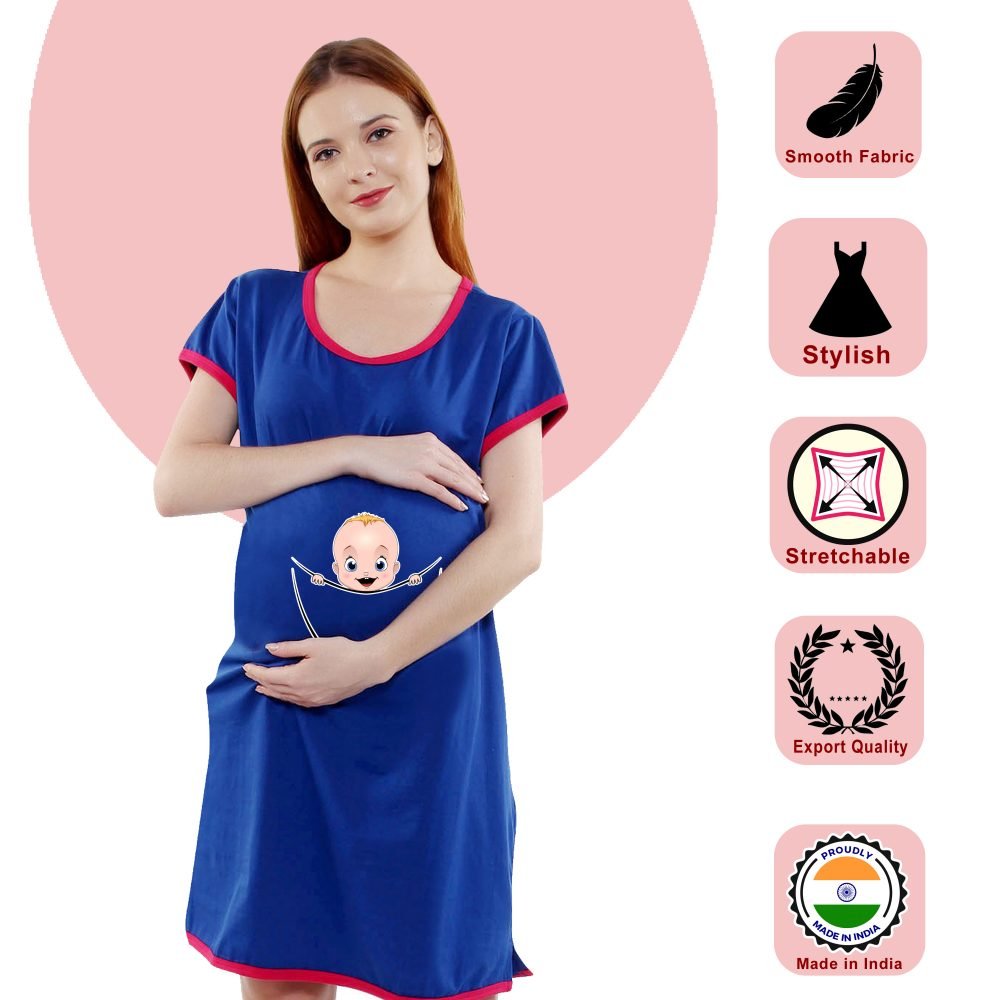 1 432 scaled BOY PEEKING CUTE - Women's Maternity Top Tunic Pregnancy Clothes Nightshirt Printed Design Round Neck Half Sleeves - Perfect Gift for Next Mom to Be