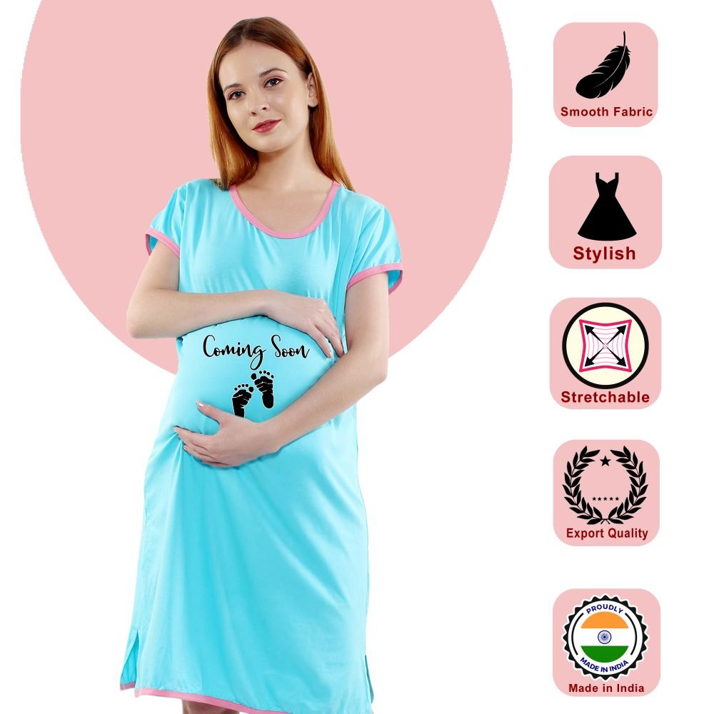1 442 scaled COMING SOON - Women's Maternity Top Tunic Pregnancy Clothes Nightshirt Printed Design Round Neck Half Sleeves - Perfect Gift for Next Mom to Be