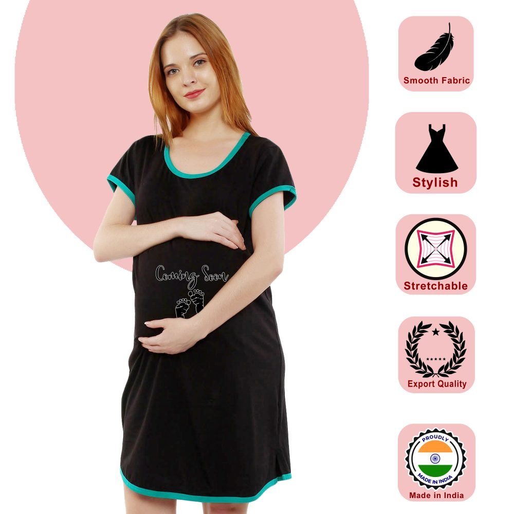 1 443 scaled COMING SOON - Women's Maternity Top Tunic Pregnancy Clothes Nightshirt Printed Design Round Neck Half Sleeves - Perfect Gift for Next Mom to Be