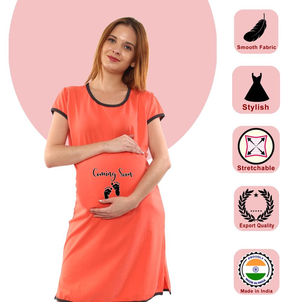 1 444 scaled COMING SOON - Women's Maternity Top Tunic Pregnancy Clothes Nightshirt Printed Design Round Neck Half Sleeves - Perfect Gift for Next Mom to Be