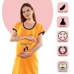 1 446 COMING SOON - Women's Maternity Top Tunic Pregnancy Clothes Nightshirt Printed Design Round Neck Half Sleeves - Perfect Gift for Next Mom to Be