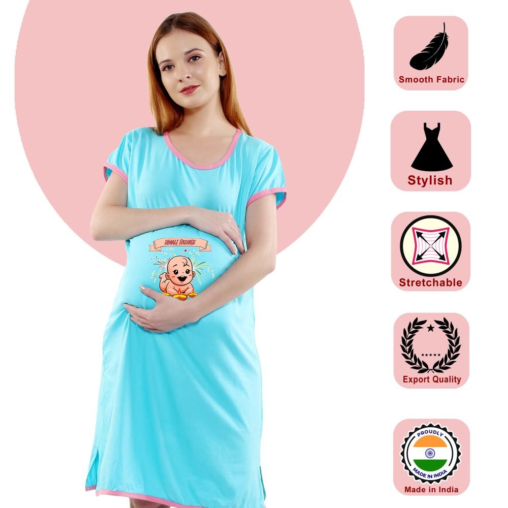 1 450 scaled DIWALI RELEASE - Women's Maternity Top Tunic Pregnancy Clothes Nightshirt Printed Design Round Neck Half Sleeves - Perfect Gift for Next Mom to Be