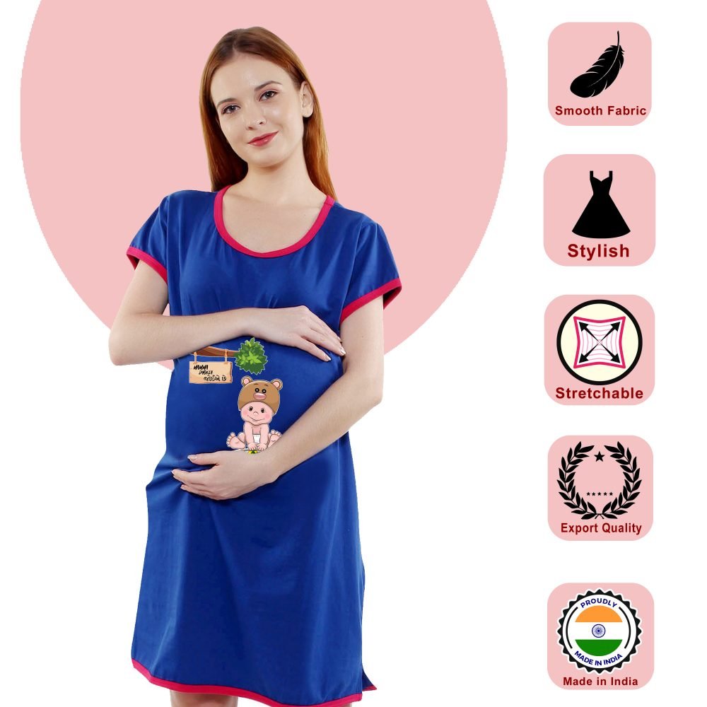1 480 scaled MAMMA DOKHLA - Women's Maternity Top Tunic Pregnancy Clothes Nightshirt Printed Design Round Neck Half Sleeves - Perfect Gift for Next Mom to Be