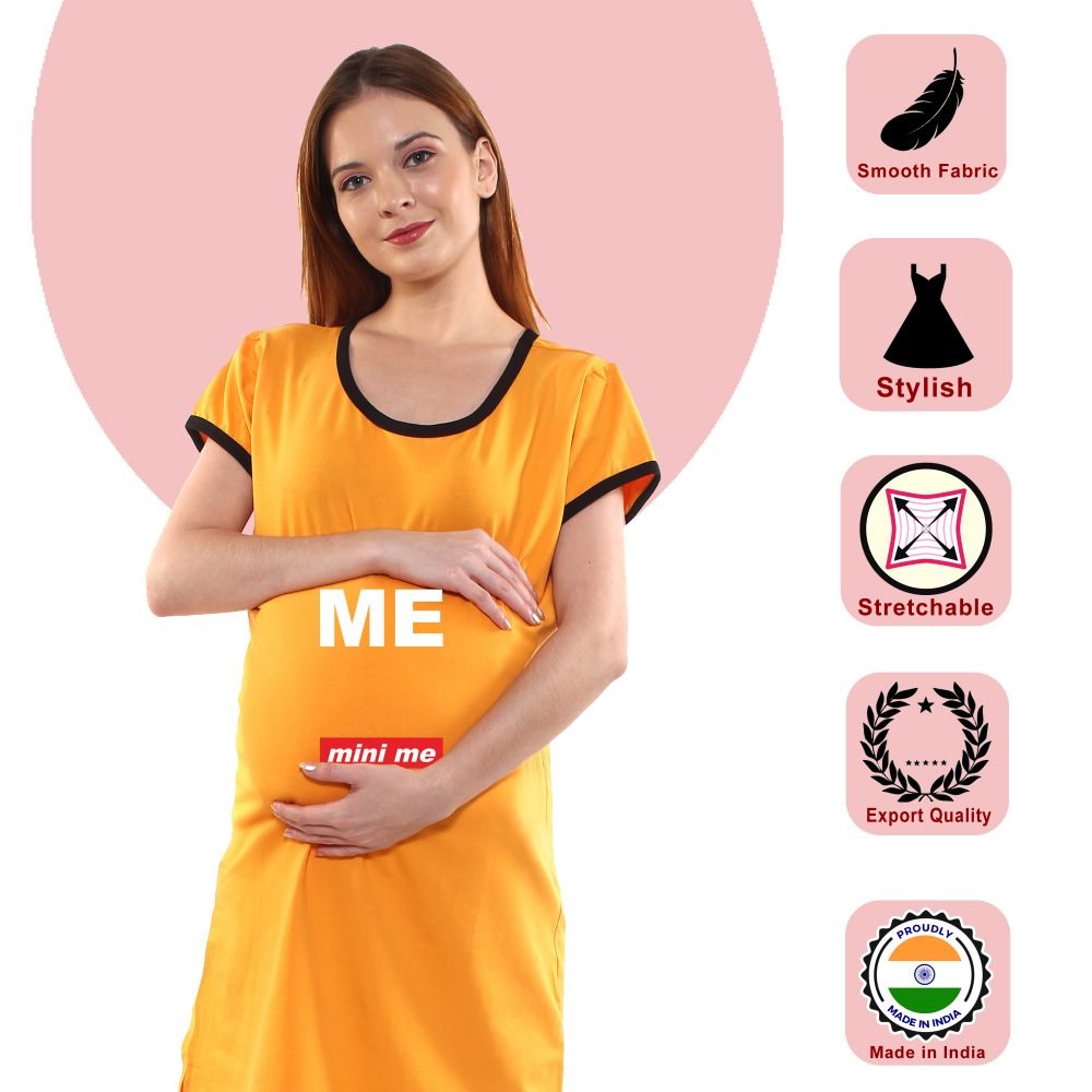 1 502 scaled ME MINIME - Women's Maternity Top Tunic Pregnancy Clothes Nightshirt Printed Design Round Neck Half Sleeves - Perfect Gift for Next Mom to Be