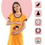 1 550 HONEY BEE STILL ASLEEP - Women's Maternity Top Tunic Pregnancy Clothes Nightshirt Printed Design Round Neck Half Sleeves - Perfect Gift for Next Mom to Be