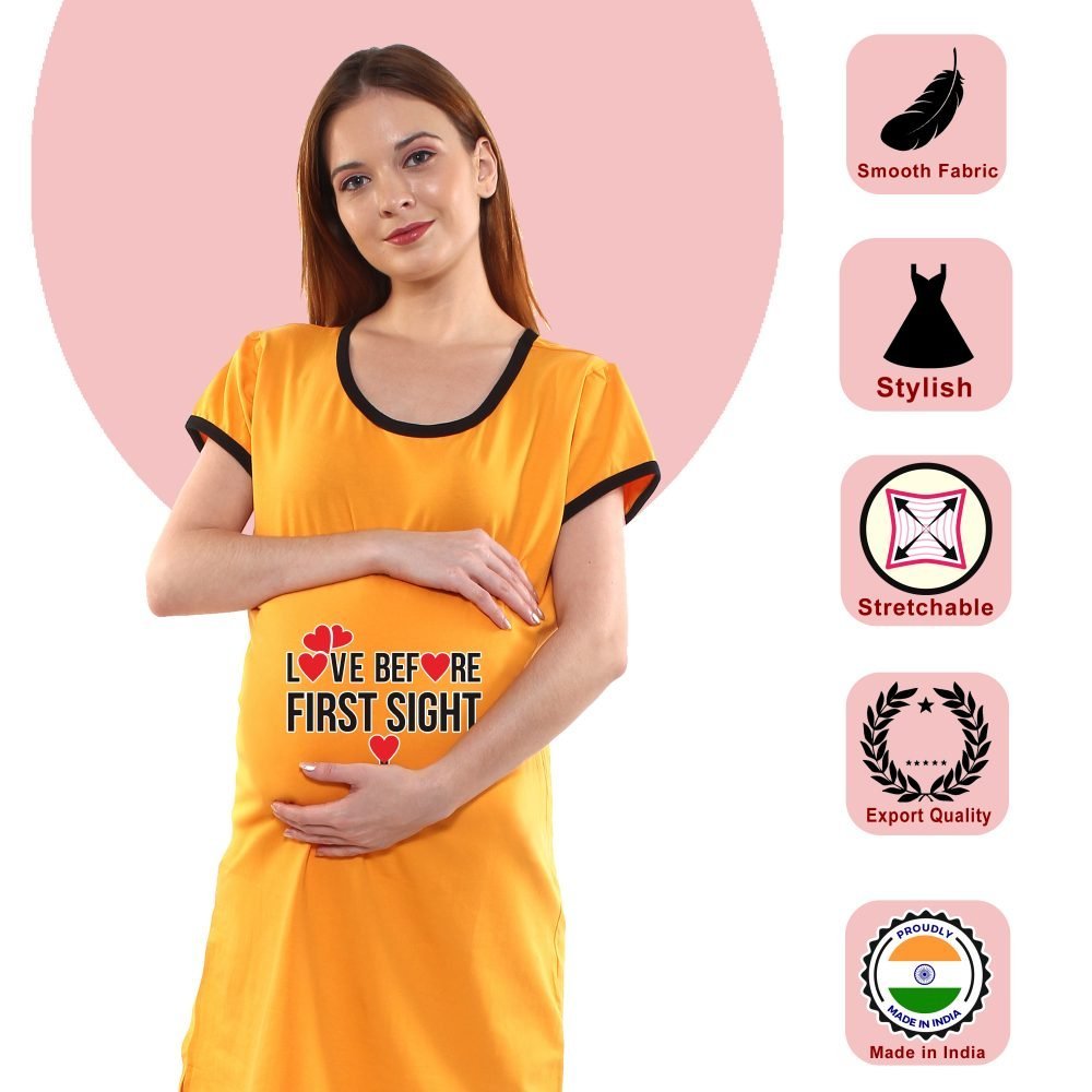 1 559 scaled LOVE BEFORE FIRST SIGHT - Women's Maternity Top Tunic Pregnancy Clothes Nightshirt Printed Design Round Neck Half Sleeves - Perfect Gift for Next Mom to Be