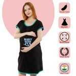1 589 BABY INSIDE - Women's Maternity Top Tunic Pregnancy Clothes Nightshirt Printed Design Round Neck Half Sleeves - Perfect Gift for Next Mom to Be