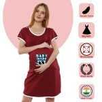 1 594 BABY INSIDE - Women's Maternity Top Tunic Pregnancy Clothes Nightshirt Printed Design Round Neck Half Sleeves - Perfect Gift for Next Mom to Be