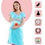 1 605 AMMA BENNE DOSE BEKU - Women's Maternity Top Tunic Pregnancy Clothes Nightshirt Printed Design Round Neck Half Sleeves - Perfect Gift for Next Mom to Be