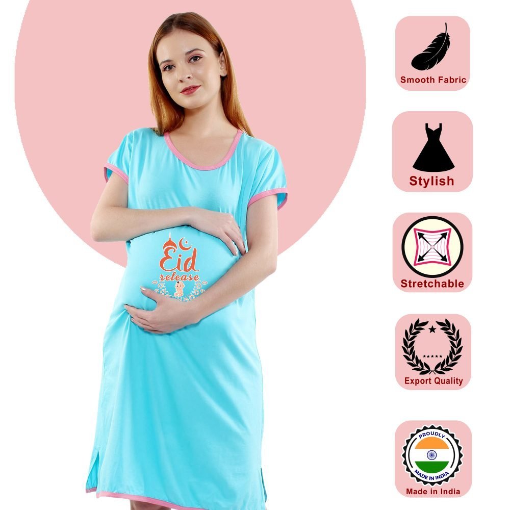 1 621 scaled EID RELEASE - Women's Maternity Top Tunic Pregnancy Clothes Nightshirt Printed Design Round Neck Half Sleeves - Perfect Gift for Next Mom to Be