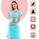 1 637 MAA PIZZA - Women's Maternity Top Tunic Pregnancy Clothes Nightshirt Printed Design Round Neck Half Sleeves - Perfect Gift for Next Mom to Be