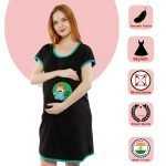 1 646 MAA BOROLINE - Women's Maternity Top Tunic Pregnancy Clothes Nightshirt Printed Design Round Neck Half Sleeves - Perfect Gift for Next Mom to Be
