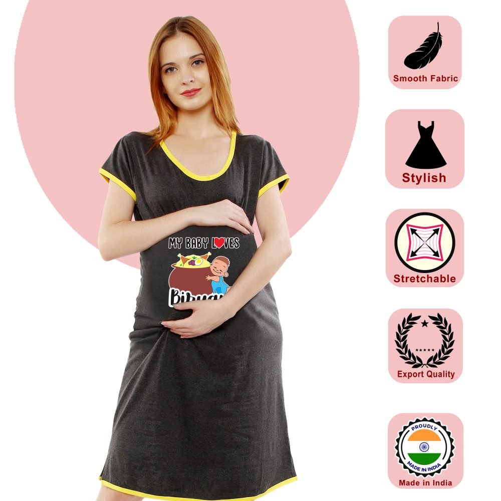 1 688 scaled MY BABY LOVES BIRIYANI - Women's Maternity Top Tunic Pregnancy Clothes Nightshirt Printed Design Round Neck Half Sleeves - Perfect Gift for Next Mom to Be