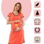 1 703 CRAVING FOR FISH - Women's Maternity Top Tunic Pregnancy Clothes Nightshirt Printed Design Round Neck Half Sleeves - Perfect Gift for Next Mom to Be