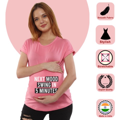 1 784 Women Pregnancy Tshirt with Nextmoodswingin5minuts Printed Design