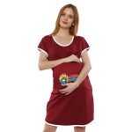 1a 451 SUPER BABY - Women's Maternity Top Tunic Pregnancy Clothes Nightshirt Printed Design Round Neck Half Sleeves - Perfect Gift for Next Mom to Be