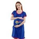1a 452 SUPER BABY - Women's Maternity Top Tunic Pregnancy Clothes Nightshirt Printed Design Round Neck Half Sleeves - Perfect Gift for Next Mom to Be