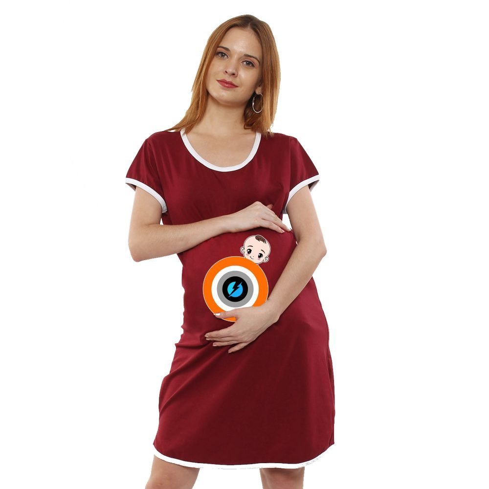 1a 460 scaled BABY WITH SHIELD CUTE - Women's Maternity Top Tunic Pregnancy Clothes Nightshirt Printed Design Round Neck Half Sleeves - Perfect Gift for Next Mom to Be