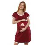 1a 484 BOY PEEKING CUTE - Women's Maternity Top Tunic Pregnancy Clothes Nightshirt Printed Design Round Neck Half Sleeves - Perfect Gift for Next Mom to Be