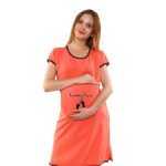1a 497 COMING SOON - Women's Maternity Top Tunic Pregnancy Clothes Nightshirt Printed Design Round Neck Half Sleeves - Perfect Gift for Next Mom to Be