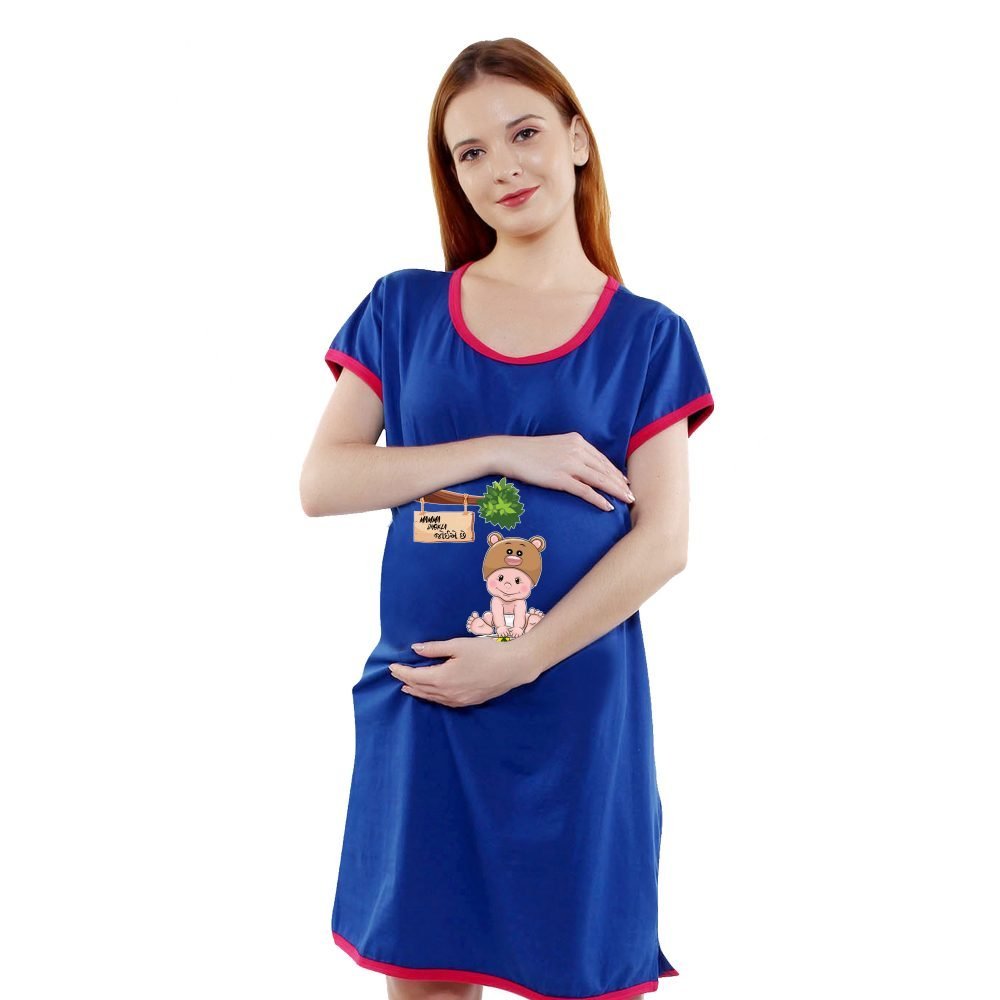 1a 533 scaled MAMMA DOKHLA - Women's Maternity Top Tunic Pregnancy Clothes Nightshirt Printed Design Round Neck Half Sleeves - Perfect Gift for Next Mom to Be